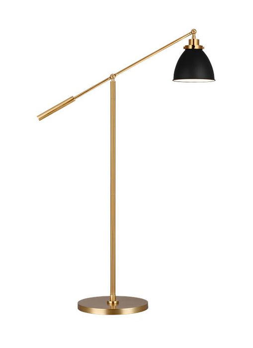 Generation Lighting Wellfleet Dome Floor Lamp Midnight Black and Burnished Brass Finish With Midnight Black Steel Shade (CT1131MBKBBS1)