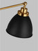 Generation Lighting Wellfleet Dome Floor Lamp Midnight Black and Burnished Brass Finish With Midnight Black Steel Shade (CT1131MBKBBS1)