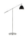 Generation Lighting Wellfleet Dome Floor Lamp Midnight Black and Polished Nickel Finish With Midnight Black Steel Shade (CT1131MBKPN1)