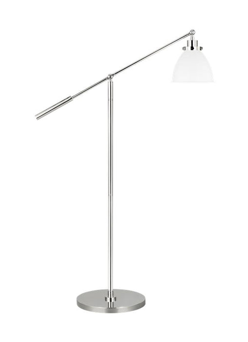 Generation Lighting Wellfleet Dome Floor Lamp Matte White and Polished Nickel Finish With Matte White Steel Shade (CT1131MWTPN1)
