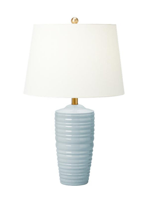Generation Lighting Waveland Table Lamp Frosted Anglia Finish With White Linen Fabric Shade (CT1201FRA1)