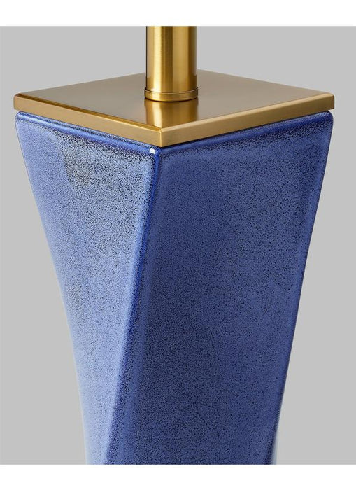 Generation Lighting Lagos Table Lamp Frosted Blue Finish With White Linen Fabric Shade (CT1211FRB1)