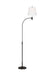 Generation Lighting Belmont Casual 1-Light Indoor Extra Large Task Floor Lamp In Aged Iron Finish With White Linen Fabric Shade (CT1241AI1)