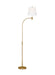 Generation Lighting Belmont Casual 1-Light Indoor Extra Large Task Floor Lamp Burnished Brass Gold With White Linen Fabric Shade (CT1241BBS1)