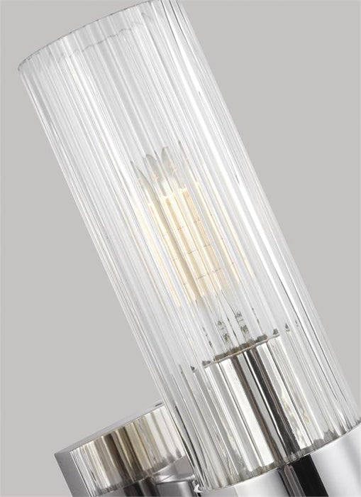 Generation Lighting Geneva Sconce Polished Nickel Finish With Clear Glass Shade And Clear Glass Shade (CV1021PN)