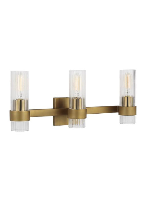 Generation Lighting Geneva 3-Light Vanity Burnished Brass Finish With Clear Glass Shades And Clear Glass Shades (CV1023BBS)