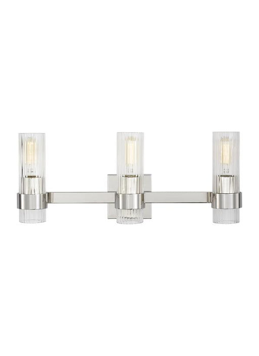 Generation Lighting Geneva 3-Light Vanity Polished Nickel Finish With Clear Glass Shades And Clear Glass Shades (CV1023PN)