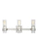 Generation Lighting Geneva 3-Light Vanity Polished Nickel Finish With Clear Glass Shades And Clear Glass Shades (CV1023PN)