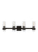 Generation Lighting Geneva Mid-Century 4-Light Indoor Dimmable Bath Vanity Wall Sconce In Aged Iron Finish With Clear Fluted Glass Shades (CV1024AI)