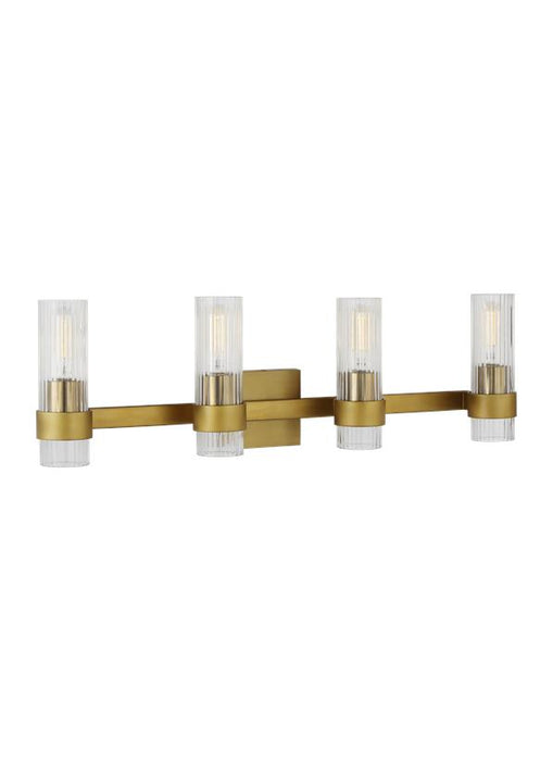 Generation Lighting Geneva 4-Light Vanity Burnished Brass Finish With Clear Glass Shades And Clear Glass Shades (CV1024BBS)