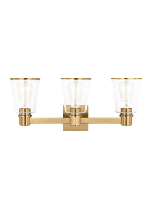 Generation Lighting Alessa Transitional 3-Light Indoor Dimmable Bath Vanity Wall Sconce Burnished Brass Gold With Clear Glass Shades (CV1033BBS)