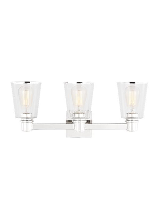 Generation Lighting Alessa Transitional 3-Light Indoor Dimmable Bath Vanity Wall Sconce Polished Nickel Silver With Clear Glass Shades (CV1033PN)