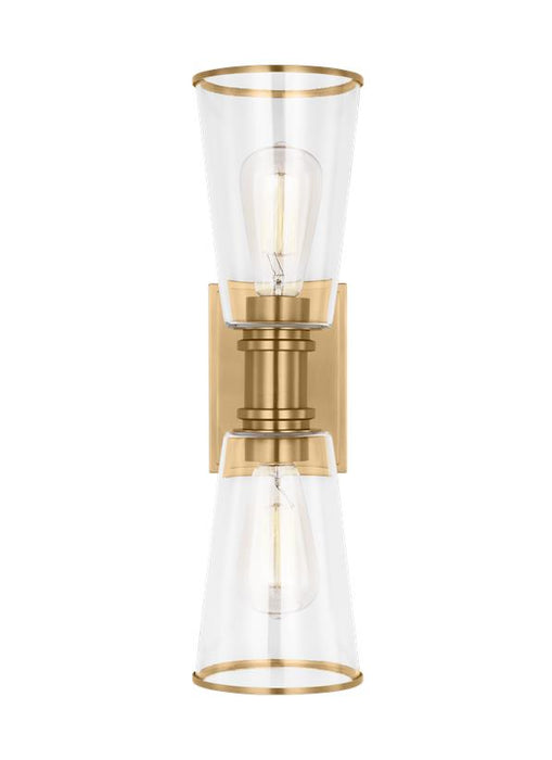 Generation Lighting Alessa Transitional 2-Light Indoor Dimmable Bath Vanity Wall Sconce Burnished Brass Gold With Clear Glass Shades (CV1042BBS)