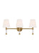 Generation Lighting Hanover Mid-Century 3-Light Indoor Dimmable Bath Vanity Wall Sconce Burnished Brass Gold With Milk Glass Shades (CV1053BBS)