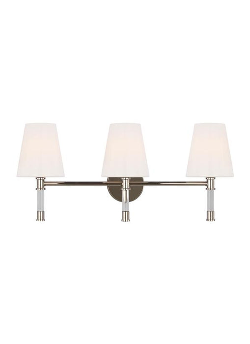 Generation Lighting Hanover Mid-Century 3-Light Indoor Dimmable Bath Vanity Wall Sconce Polished Nickel Silver With Milk Glass Shades (CV1053PN)