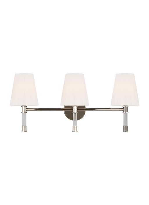 Generation Lighting Hanover Mid-Century 3-Light Indoor Dimmable Bath Vanity Wall Sconce Polished Nickel Silver With Milk Glass Shades (CV1053PN)