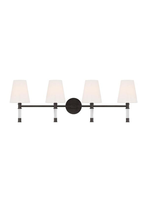 Generation Lighting Hanover Mid-Century 3-Light Indoor Dimmable Bath Vanity Wall Sconce In Aged Iron Finish With Milk Glass Shades (CV1054AI)