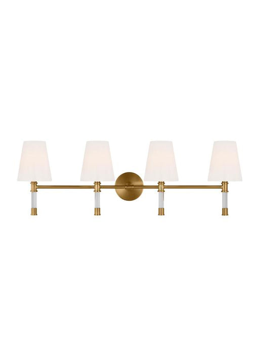 Generation Lighting Hanover Mid-Century 3-Light Indoor Dimmable Bath Vanity Wall Sconce Burnished Brass Gold With Milk Glass Shades (CV1054BBS)