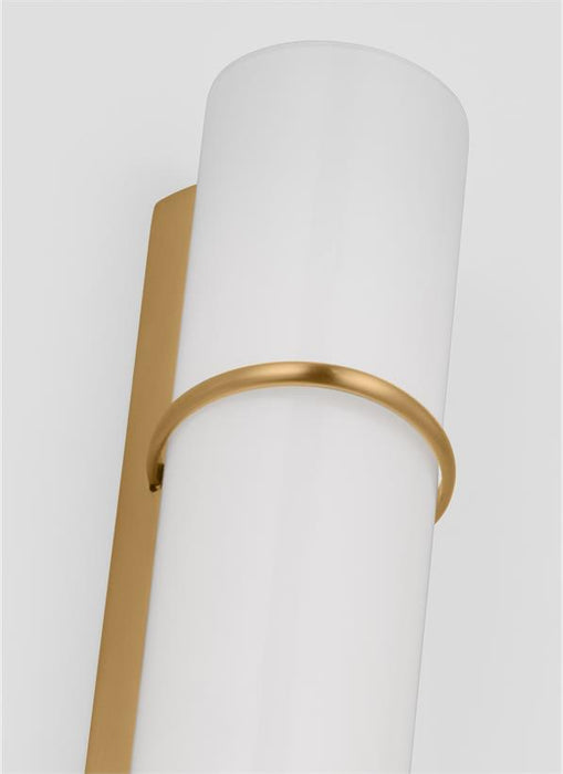 Generation Lighting Chapman And Myers Amelie 1-Light LED Dimmable Bath Vanity Wall Sconce In Burnished Brass Finish With Milk White Shade (CV1071BBS-L1)