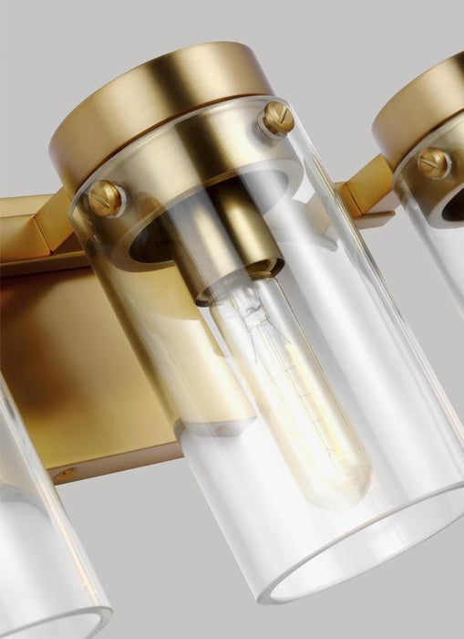 Generation Lighting Garrett 3-Light Vanity Burnished Brass Finish With Clear Glass Shades (CW1003BBS)
