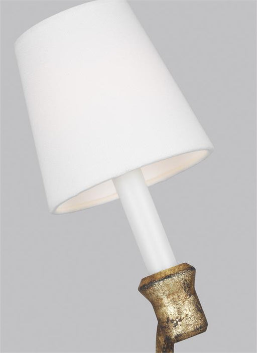 Generation Lighting Westerly Sconce Antique Gild Finish With White Linen Fabric Shade (CW1031ADB)
