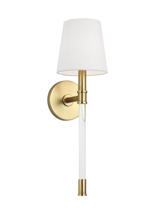 Generation Lighting Hanover Sconce Burnished Brass Finish With White Linen Fabric Shade (CW1081BBS)