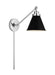Generation Lighting Wellfleet Single Arm Cone Task Sconce Midnight Black and Polished Nickel Finish With Midnight Black Steel Shade (CW1121MBKPN)