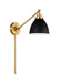 Generation Lighting Wellfleet Single Arm Dome Task Sconce Midnight Black and Burnished Brass Finish With Midnight Black Steel Shade (CW1131MBKBBS)
