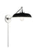 Generation Lighting Wellfleet Single Arm Wide Task Sconce Midnight Black and Polished Nickel Finish With Midnight Black Steel Shade (CW1141MBKPN)