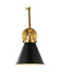Generation Lighting Wellfleet Double Arm Cone Task Sconce Midnight Black and Burnished Brass Finish With Midnight Black Steel Shade (CW1151MBKBBS)