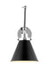 Generation Lighting Wellfleet Double Arm Cone Task Sconce Midnight Black and Polished Nickel Finish With Midnight Black Steel Shade (CW1151MBKPN)