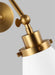 Generation Lighting Wellfleet Double Arm Cone Task Sconce Matte White and Burnished Brass Finish With Matte White Steel Shade (CW1151MWTBBS)