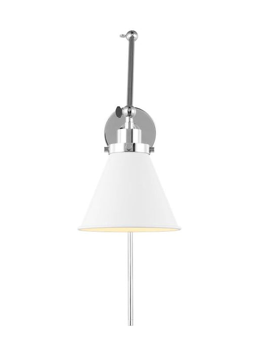 Generation Lighting Wellfleet Double Arm Cone Task Sconce Matte White and Polished Nickel Finish With Matte White Steel Shade (CW1151MWTPN)