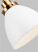 Generation Lighting Wellfleet Double Arm Dome Task Sconce Matte White and Burnished Brass Finish With Matte White Steel Shade (CW1161MWTBBS)