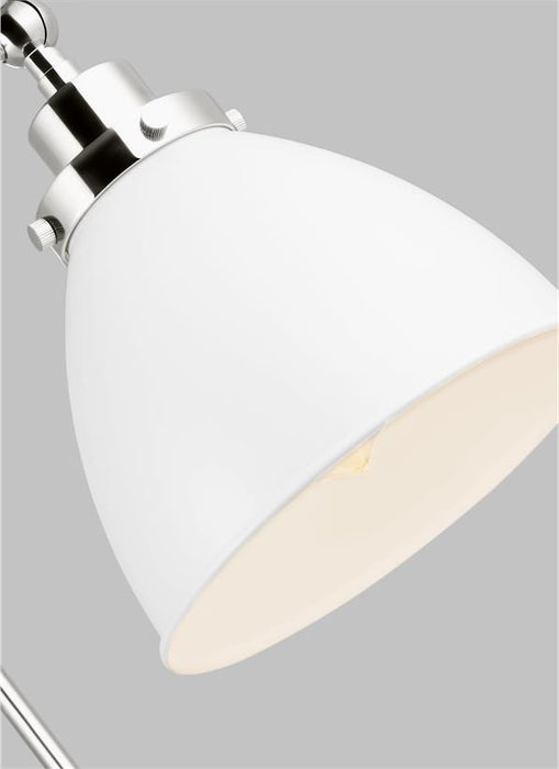 Generation Lighting Wellfleet Double Arm Dome Task Sconce Matte White and Polished Nickel Finish With Matte White Steel Shade (CW1161MWTPN)