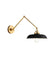 Generation Lighting Wellfleet Double Arm Wide Task Sconce Midnight Black and Burnished Brass Finish With Midnight Black Steel Shade (CW1171MBKBBS)