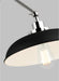 Generation Lighting Wellfleet Double Arm Wide Task Sconce Midnight Black and Polished Nickel Finish With Midnight Black Steel Shade (CW1171MBKPN)