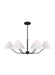 Generation Lighting Burke Transitional 6-Light Indoor Dimmable Large Chandelier In Midnight Black Finish With White Linen Fabric Shades (DJC1016MBK)