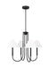 Generation Lighting Porteau Transitional 5-Light Indoor Dimmable Medium Chandelier Midnight Black With White Linen Fabric Shades (DJC1024MBK)