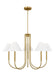 Generation Lighting Porteau Transitional 6-Light Indoor Dimmable Large Chandelier Satin Brass Gold With White Linen Fabric Shades (DJC1035SB)