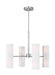 Generation Lighting Capalino Modern 8-Light Indoor Dimmable Medium Chandelier Brushed Steel Silver With White Linen Fabric Shades (DJC1048BS)