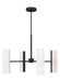 Generation Lighting Capalino Modern 8-Light Indoor Dimmable Large Chandelier In Midnight Black Finish With White Linen Fabric Shades (DJC1058MBK)