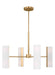 Generation Lighting Capalino Modern 8-Light Indoor Dimmable Large Chandelier In Satin Brass Gold Finish With White Linen Fabric Shades (DJC1058SB)