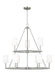 Generation Lighting Egmont Traditional 9-Light Indoor Dimmable Extra Large Chandelier Brushed Steel Silver With White Linen Fabric Shades (DJC1099BS)