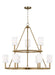 Generation Lighting Egmont Traditional 9-Light Indoor Dimmable Extra Large Chandelier Satin Brass Gold With White Linen Fabric Shades (DJC1099SB)