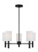 Generation Lighting Drew And Jonathan Scott Manor 5-Light Medium Chandelier In Midnight Black Finish With White Linen Fabric Shades (DJC1135MBK)