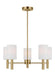 Generation Lighting Drew And Jonathan Scott Manor 5-Light Medium Chandelier In Satin Brass Finish With White Linen Fabric Shades (DJC1135SB)