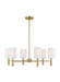 Generation Lighting Drew And Jonathan Scott Manor 6-Light Large Chandelier In Satin Brass Finish With White Linen Fabric Shades (DJC1146SB)