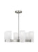 Generation Lighting Drew And Jonathan Scott Rhode 6-Light Medium Chandelier In Brushed Steel Finish With Etched Glass Shades (DJC1156BS)