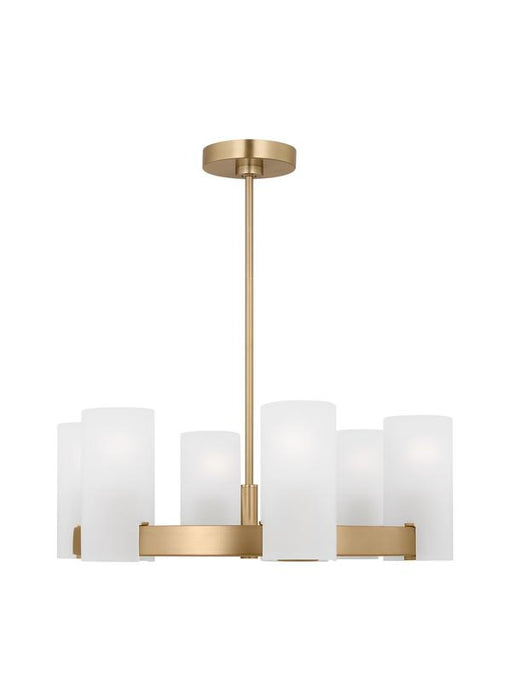 Generation Lighting Drew And Jonathan Scott Rhode 6-Light Medium Chandelier In Satin Brass Finish With Etched Glass Shades (DJC1156SB)